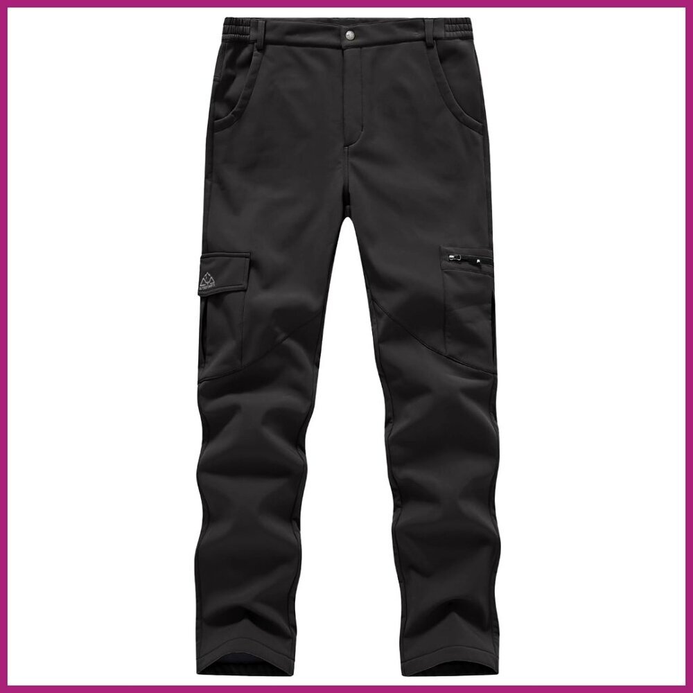 Fleece Lined Waterproof Windproof Hiking Pants with 6 Pockets